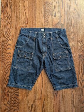 Vintage Momotaro Selvedge Denim Battle Stripe Detail Cargo Shorts